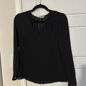 Lost April black blouse with bead detail